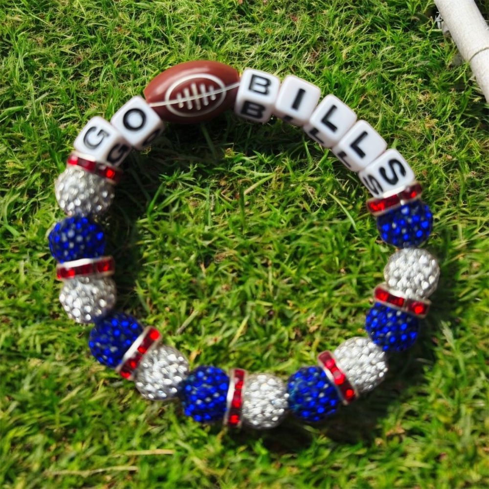 NFL BUFFALO BILLS INSPIRED RHINESTONE STRETCH BRACELET